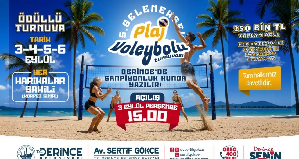 Derince'de Geleneksel Plaj Voleybolu Turnuvası 3 Eylül'de Başlıyor
