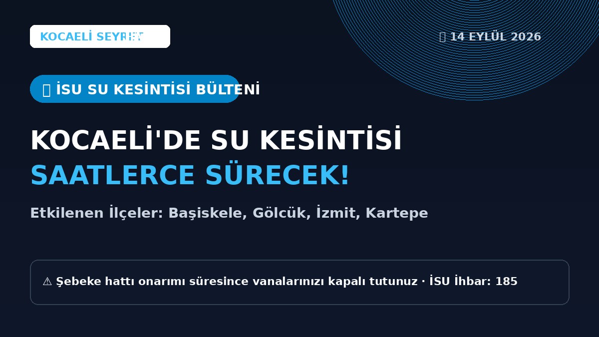 14 Eylül 2026 Kocaeli Su Kesintisi: 4 İlçede Anlık Su Problemi!