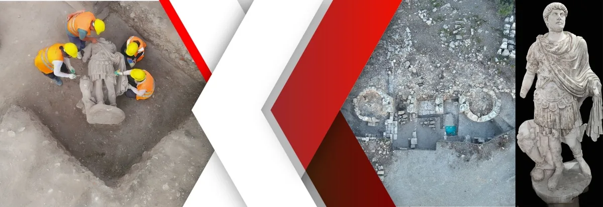 Kibyra Antik Kenti'nde 1950 Yıllık Hadrianus Heykeli Yeniden Ayağa Kaldırıldı